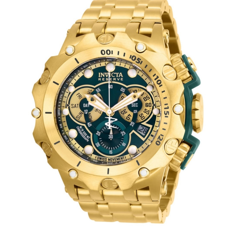 New Invicta Men's Reserve Quartz Chronograph Green Dial With Protective Case
